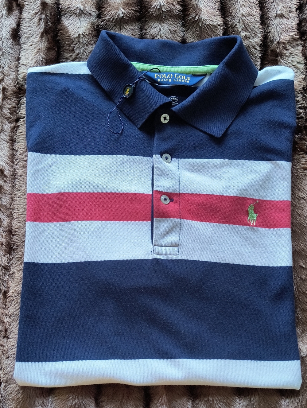 Polo by Ralph Lauren Navy, Light Blue & Red Striped Polo